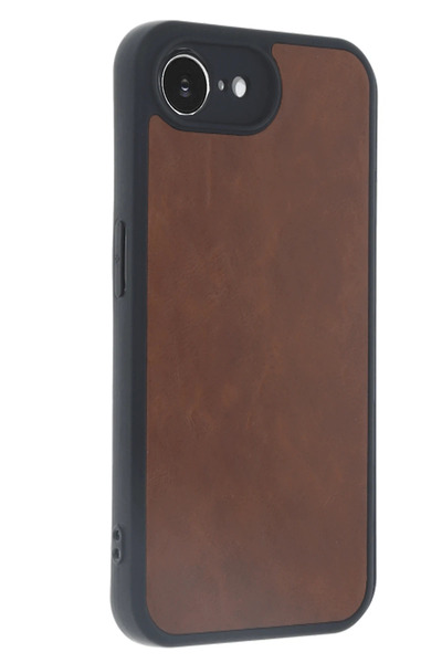 ZEMİRA HOME حافظة Newface لهاتف آيفون 16E من الجلد - أسمر