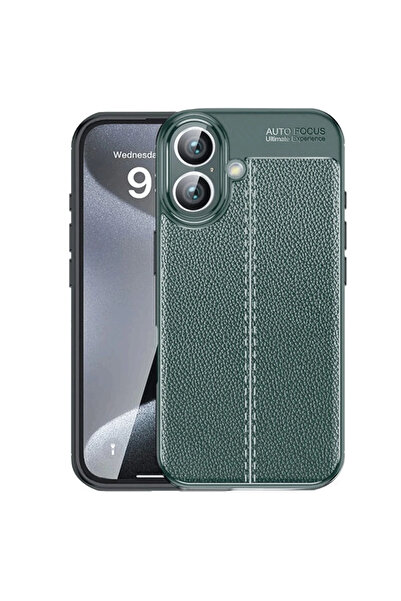 CT STONES غطاء Newface لهاتف iPhone 16 بتركيز تلقائي - أخضر داكن