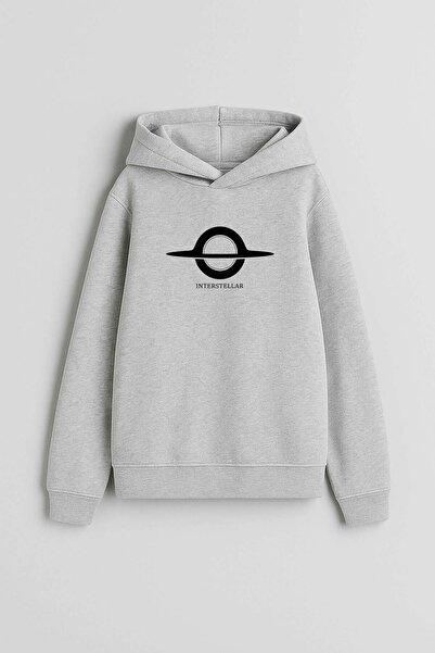 AYDESİGN Interstellar Printed Gray Hooded Sweatshirt Hoodie