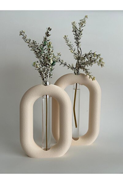 3Decorify Cam Tüplü Dekoratif Vazo- Geometrik Tasarım Masa Üstü Çiçeklik 2'li