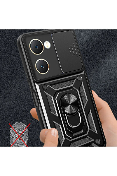 SİBELORAHOME حافظة Newface Vivo Y18 من السيليكون مع حلقة عدسة Pars - أزرق داكن