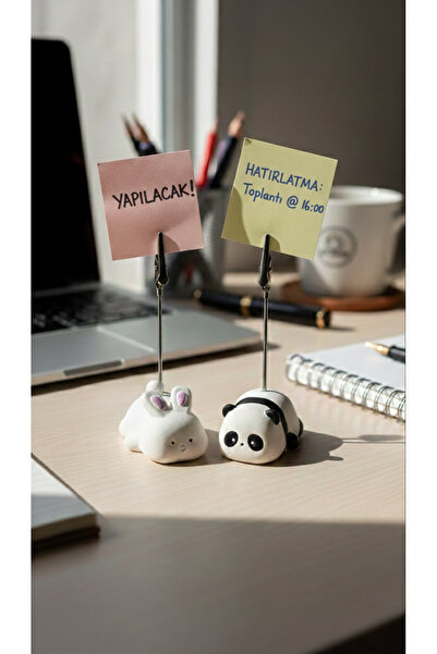Sevimli Tavşan ve Panda 2li Not Tutucu Ofis Hediyeleri Fotoğraf Tutacağı