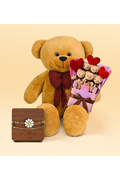 Özgüner Oyuncak Valentine's Day Gift 90 cm Teddy Bear with Bow Tie, Teddy Bea...