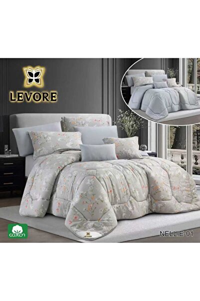 Levorey NELLIE Summer Bedspread Set, Single and a Half Size, 5 Pieces, Made o...