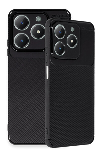 ZEMİRA HOME حافظة نيو فيس ريلمي C61 بغطاء كربوني بتركيز تلقائي - أسود