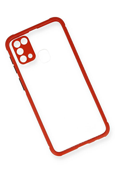 ZEMİRA HOME نيوفيس حافظة سامسونج جالاكسي M31 ميامي سيليكون شفاف - أحمر