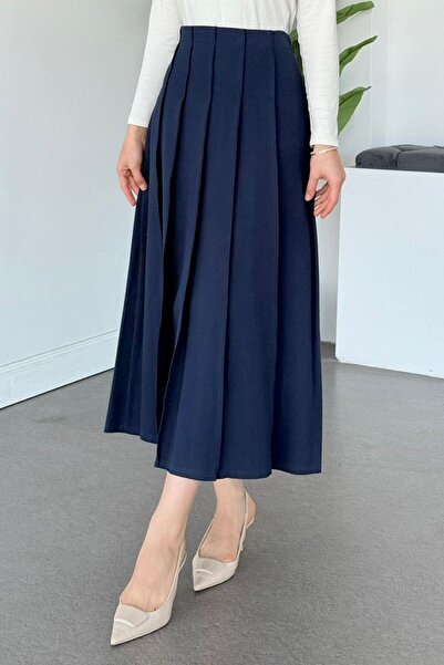 Hazamoda Kalben Tok Linen Skirt Navy Blue