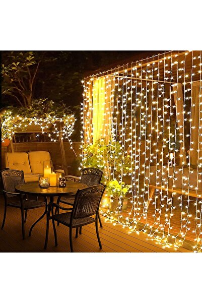 BRF Omrsstoree 300 LED Işık Perdesi 3x3 Metre Sıcak Beyaz USB Bağlantılı 8 Fa...