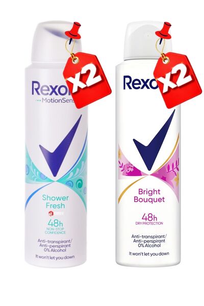 Rexona Deo Women Spray 150Ml Bright Bouquet X2 + Shower Fresh 150Ml X2