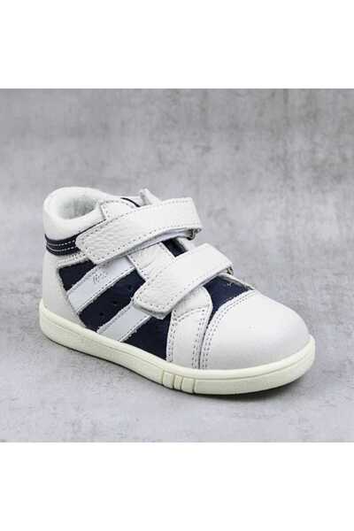 tino Children's sports boots, padded, made of natural leather 3237-WHITE/BLUE/PP