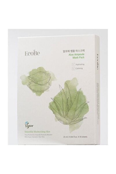 Ecobe Set de 10 măști faciale, Aloe Vera, hidratare intensă pentru ten uscat