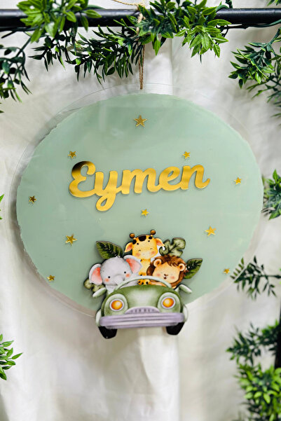 RetroLazer Figürlü Bebek Odası Pleksi Hastane Bebek Kapı Süsü İsimlik Makrome...