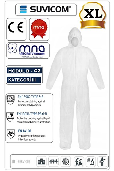 CoverAll SUVICOM SV-160 KİMYASAL KORUYUCU LAMİNELİ TEK KULLANIMLIK KAPÜŞONLU ...