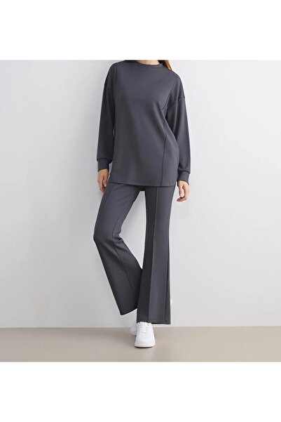 LC Waikiki LCW Modest Antrasit Beli Lastikli Kadın Eşofman Altı
