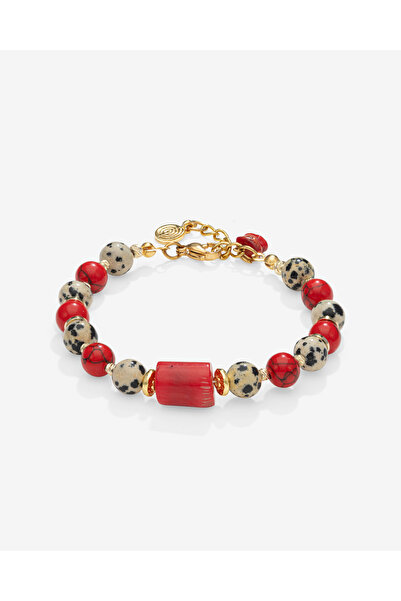 TARZ-I TAKI Natural Stone Dalmaçya Jasper & Coral Stone Energy Bracelet