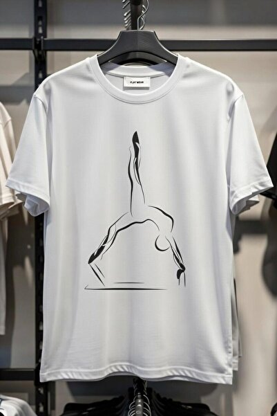 playwear PLAY WEAR Unisex Oversize Kalıp Pilates v2 Tasarım Baskılı Tshirt