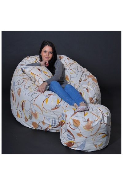 Pufrelax King Size Armchair Set with Ottoman (footrest) and Pillow, Textile M...