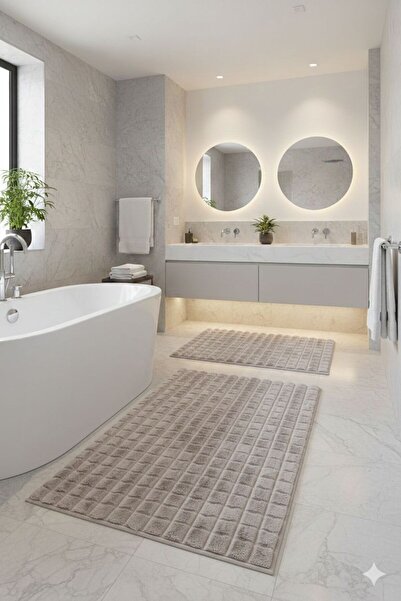 Homeland Rabbit Hair Toilet Seat Set Bathroom Mat Non-Slip Tpr Base Washable ...