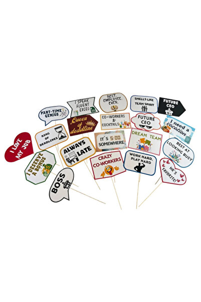 OEM Set 20 Propsuri ”Party la birou” Carton lucios, 12×20 cm