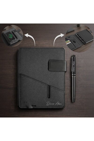 Bk Gift Kişiye Özel İsimli Premium Powerbankli Organizer Defter & Kalem Seti ...