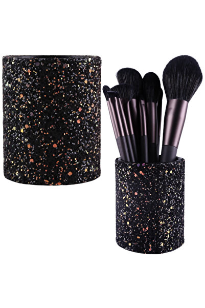 Three top online Recipient pentru pensule și accesorii, negru cu sclipici