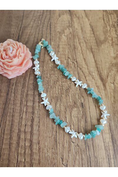 elbi bijuteri Natural Stone Design Green Quartz Necklace