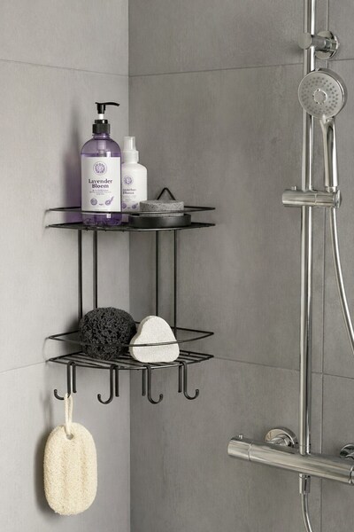 Sas Haus Bathroom Corner Shelf Hanging Shower Organizer and Shampoo Holder 2-...