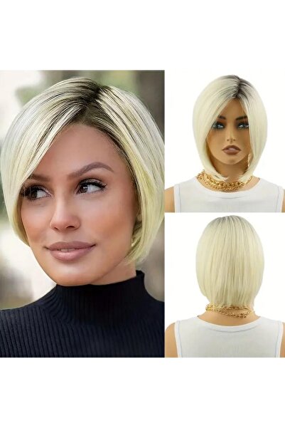 aura peruk Platin ombreli kısa bob kesim perçemli düz modelimiz
