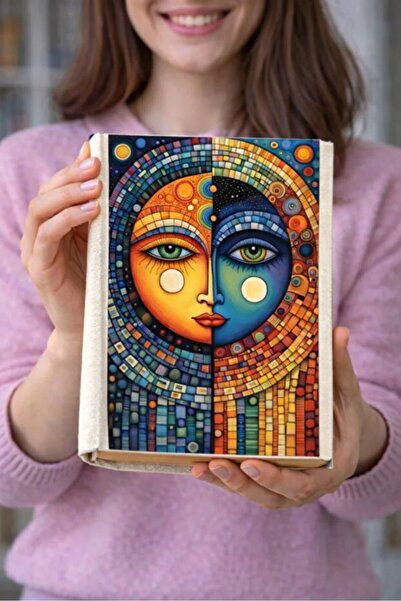 Şımartan Colorful Face-Themed Cloth Book Cover – Printed Fabric Book Cover, B...