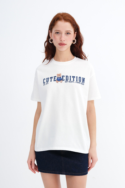 Addax Bear Printed Thick T-Shirt P10616