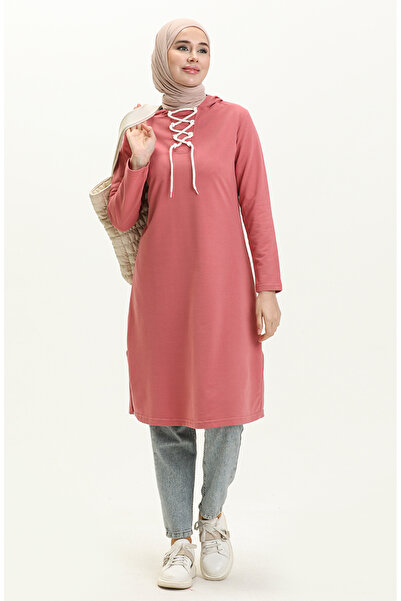 sefamerve Lace-Up Sweatshirt 3030-09 Dusty Rose