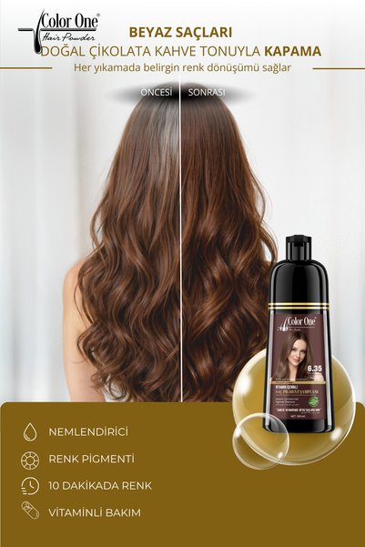 Color One Hair Powder Çikolata Kahve (Chocolate Brown) Saç Pigment Şampuanı 6.35 | 300 ML & Ton Etkisi