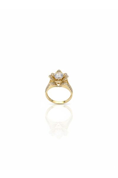 Primo Şık Yoncalı zirkon Tektaş Yüzük