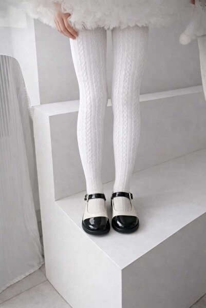 gigigiyim White Girls' Pantyhose with Chain Detail