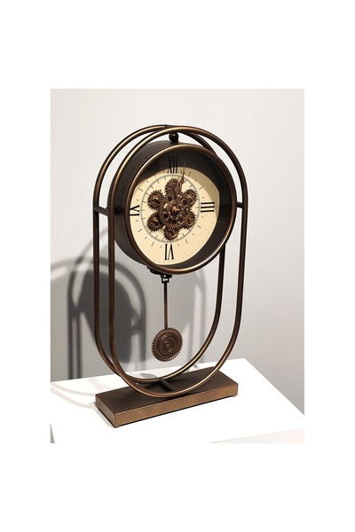 Store Özel Tasarım Metal Çarklı Masa Saati 58×30 Cm | Endüstriyel Dekoratif B...