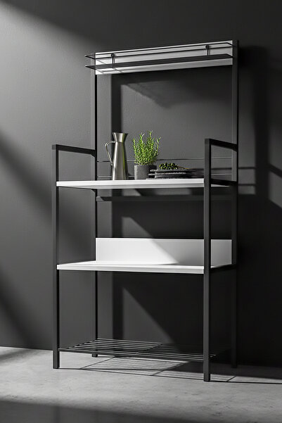 PLUSKIT Metal Sepetli Mutfak Bangosu Kahve Köşesi Mutfak Standı Airfryer Mikr...