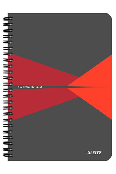 Leitz Caiet spiralat de birou A5, cu copertă roșie din PP, pătrat