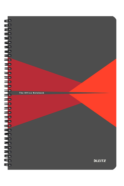 Leitz Caiet spiralat de birou A4 cu pătrate, copertă roșie din PP