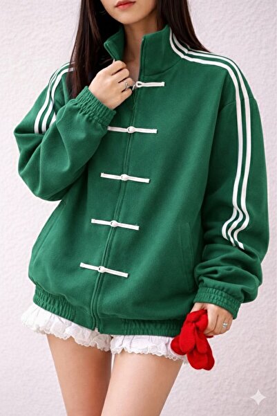 Karakedi Chinese Knot Closure Detail Retro Y2K Unisex Jacket