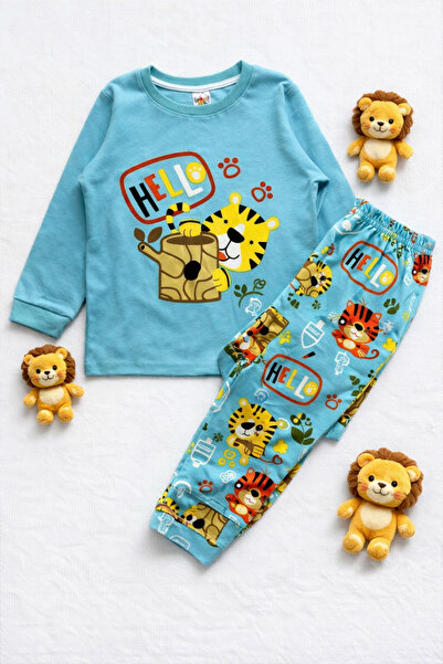 zahider Boy's 100% Cotton Lion Patterned Pajama Set