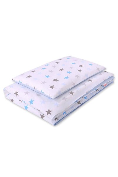 Other Double-sided 2-piece cotton children's bedding set - gray and blue stars