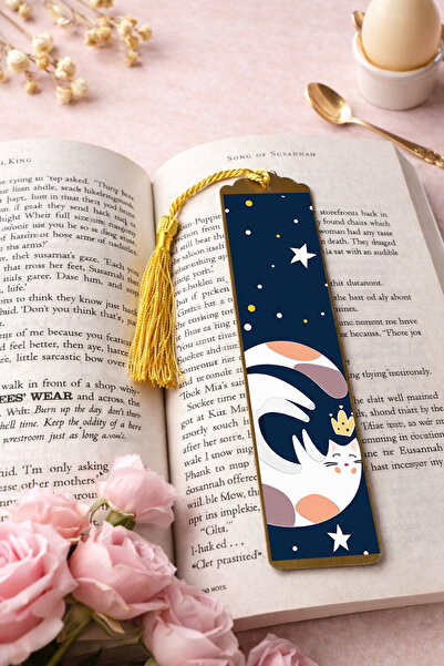 RenkliİzlerAtölyesi فاصل كتب معدني بتصميم لوحة فنية (قصص هادئة)