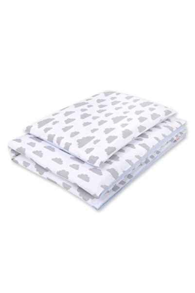 Other Double-sided 2-piece cotton children's bedding set - gray/blue clouds