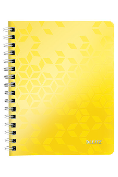 Leitz Caiet spiralat de birou A5 cu copertă galbenă PP, Wow