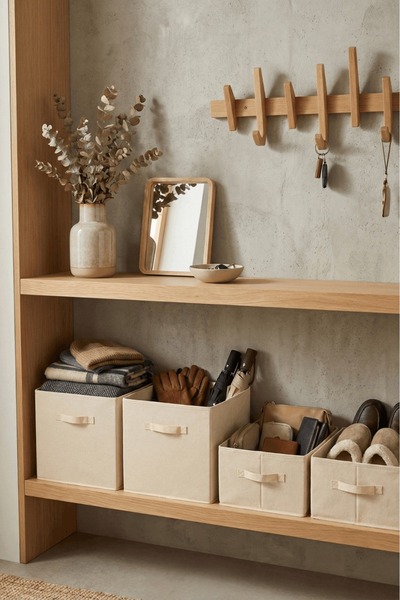 homyjr's Homyjr’S Lidless Fabric Storage Box Organizer - In-Shelf Closet Orga...