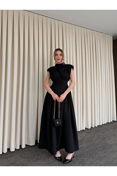 Laluvia Black Padded Dress - 25193