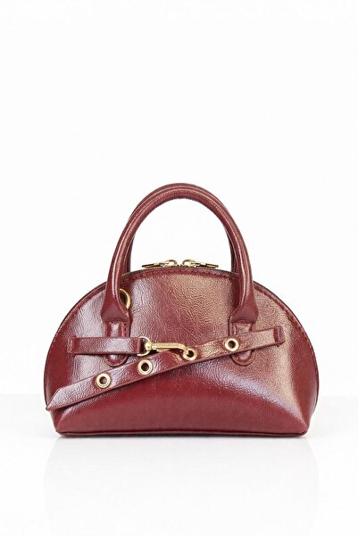 Zealous Burgundy Zippered Oval Mini Hand and Shoulder Bag