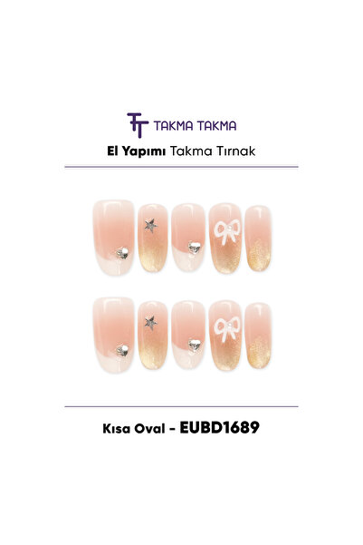 Takma Takma Takma Tırnak Nail Art Renkli XS Beden Kısa Oval 10'lu El Yapımı J...