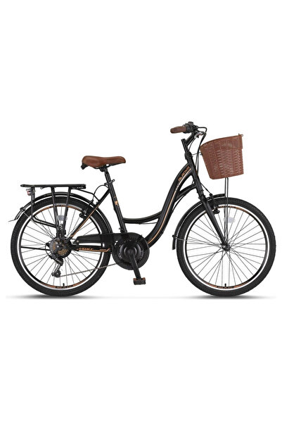 Ümit 2410 ALANYA SEPETLİ KADIN ŞEHİR BİSİKLETİ V 24 JANT 21 VİTES SİYAH KAHVE