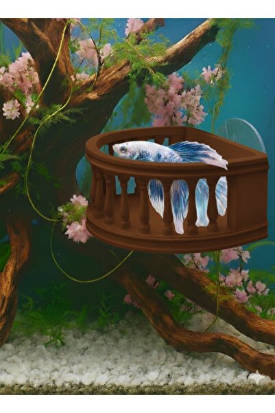 Akvaryum Beta Balıgı Dinlenlenme Alanı Mini Balkon ( Kahverengi ve Tonları )